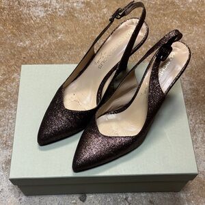 Marchez Vous Glitter Black Slingback Heels